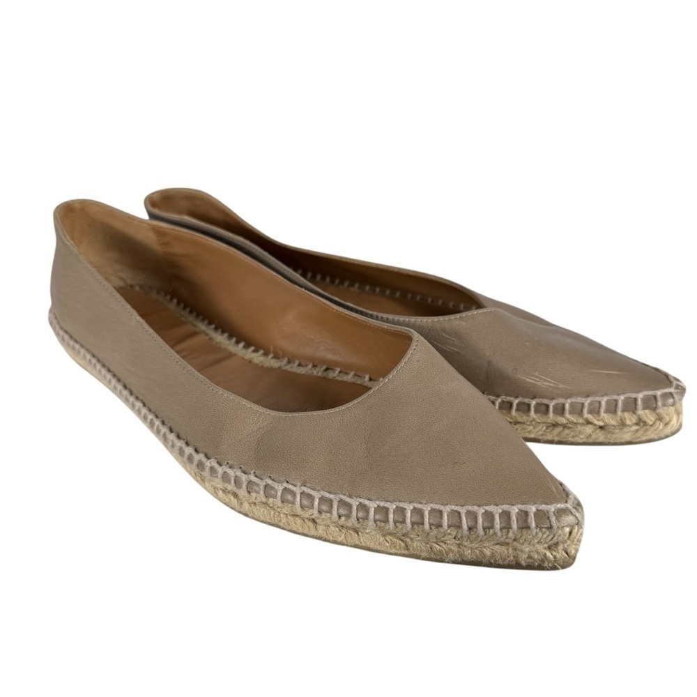 Castaner Taupe Leather Espadrille Flats